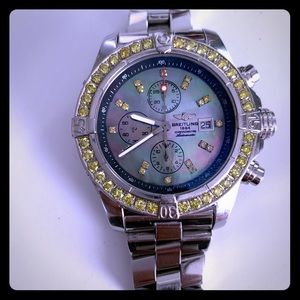 Custom Breitling Super Avenger Yellow Diamonds